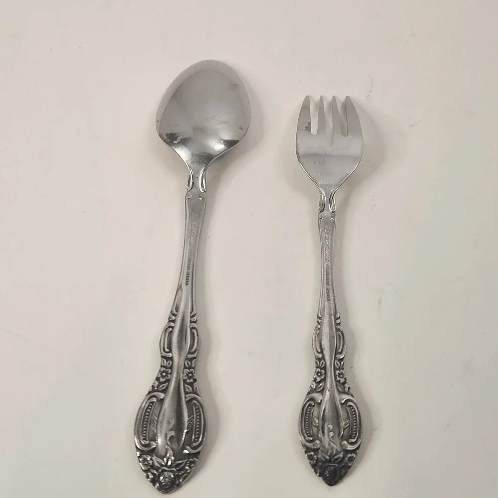 Vintage Springtime Stainless Japan Flatware 2 Piece Replacement Lot Fork Spoon